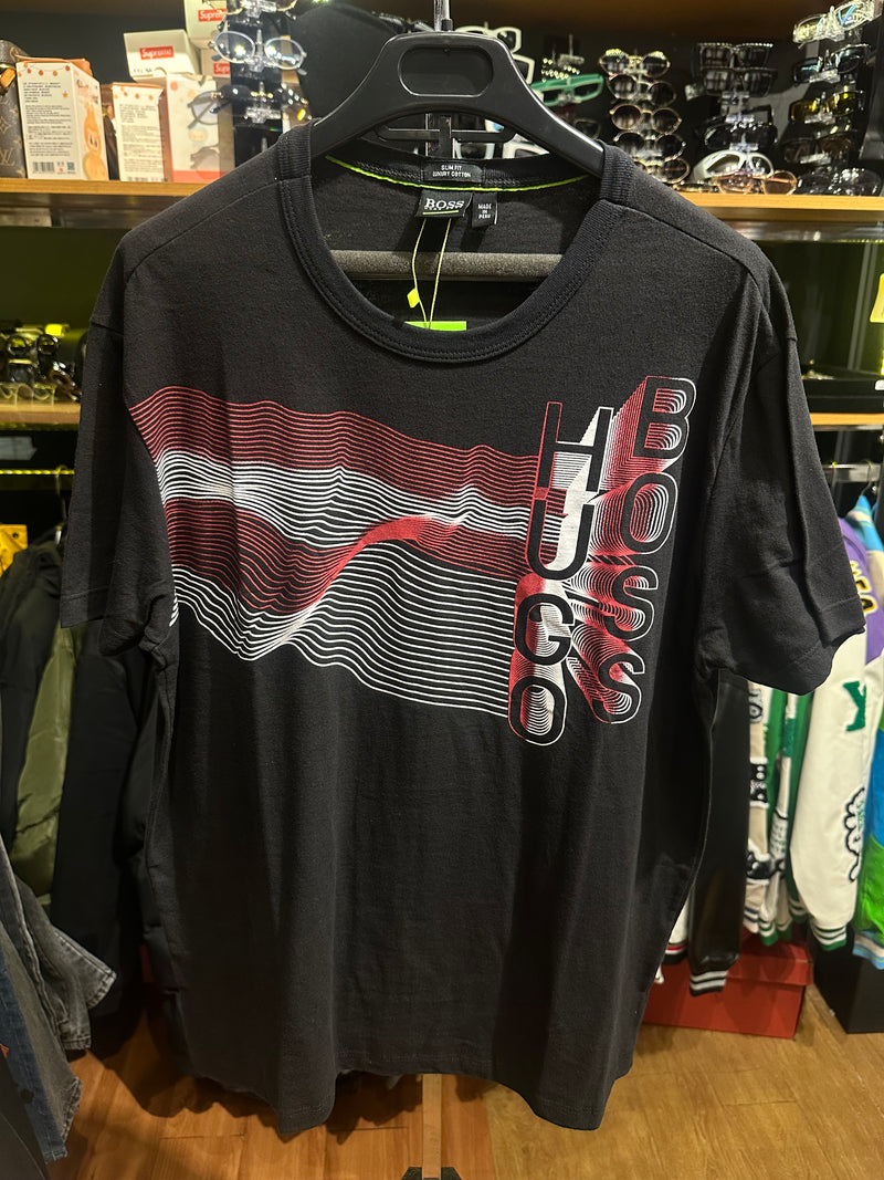 Camisa Hugo Boss Preta Logo Black/Red/White - Pronta Entrega