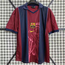 Camisa Barcelona x Travis Scott Skeleton Retrô 2000/2001 Vermelha/Azul - Encomenda Express