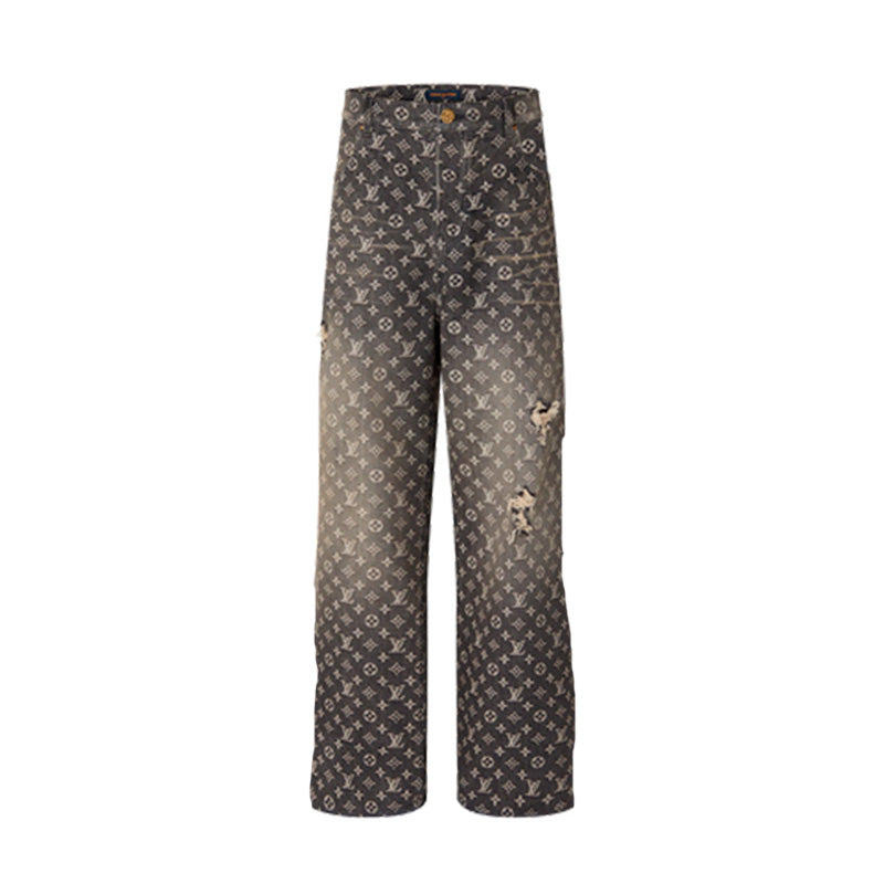 Calça Louis Vuitton Distressed Baggy Monogram Jeans - Encomenda