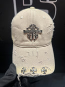 Boné Aba Curva Chrome Hearts Triple Cruz Bege - Pronta Entrega