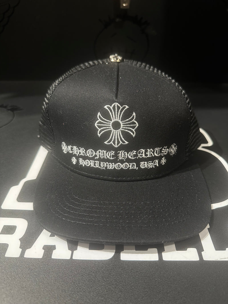 Boné Trucker Aba Reta Chrome Hearts Black - Pronta Entrega