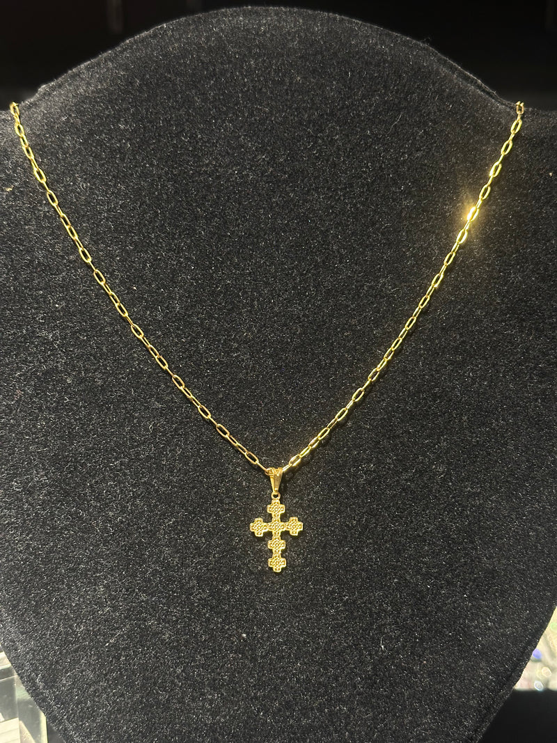 Corrente Cartier Banhada Pingente Cruz 30 CM - Pronta Entrega
