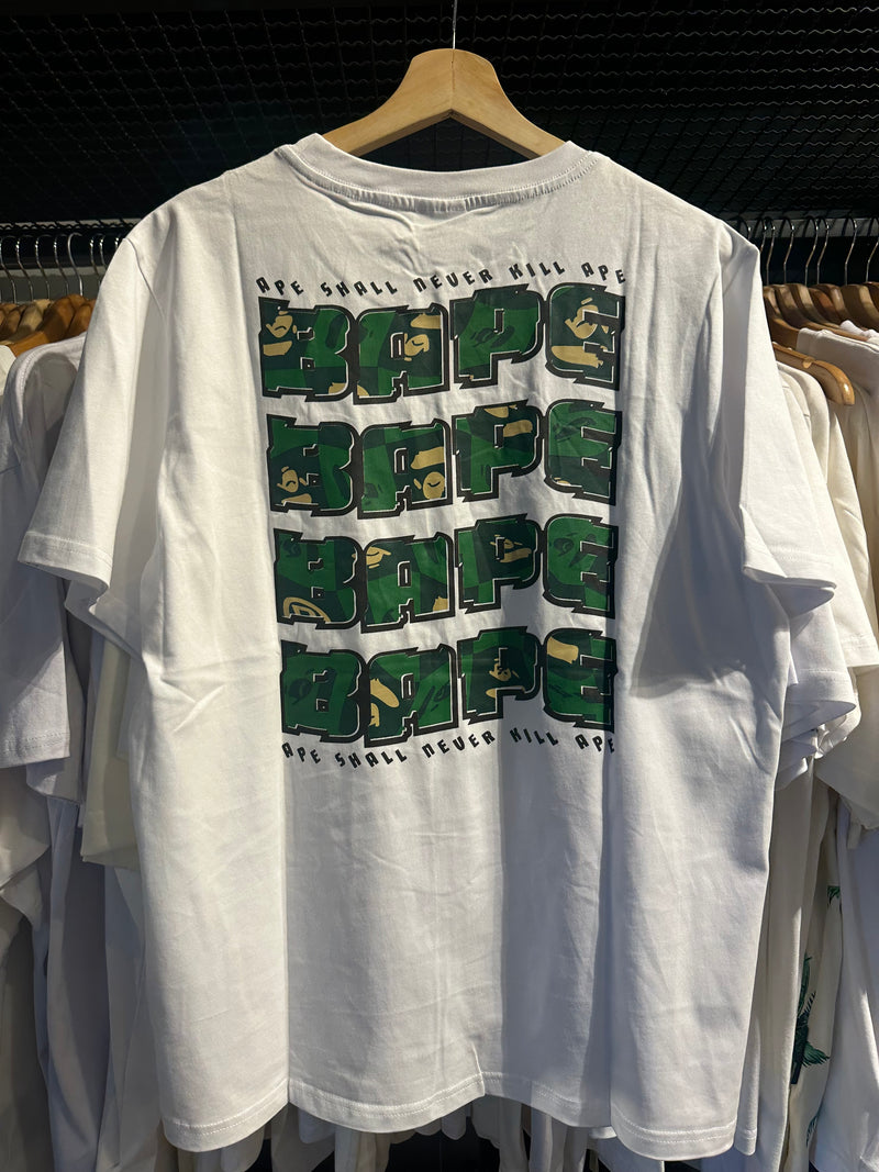 Camiseta BAPE ‘Ape Small Never Kill Ape’ Branco - Pronta Entrega