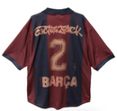 Camisa Barcelona x Travis Scott Skeleton Retrô 2000/2001 Vermelha/Azul - Encomenda Express