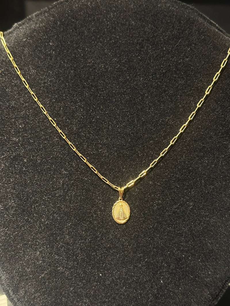 Corrente Cartier Banhada Pingente Nossa Senhora 30 CM - Pronta Entrega