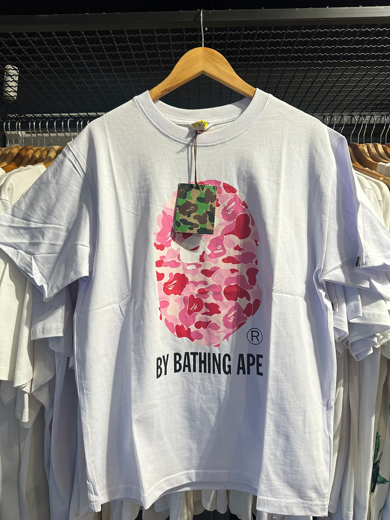 Camiseta BAPE ‘Big Logo Ale ’ Pink Branco - Pronta Entrega