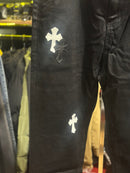 Calça Jeans Preta Chrome Hearts Cruz Black/White - Pronta Entrega