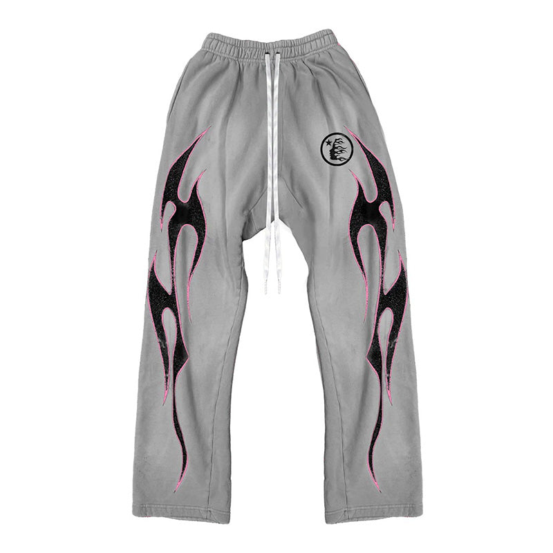 Calça Hellstar Grey Future Flame Sweatpants - Encomenda