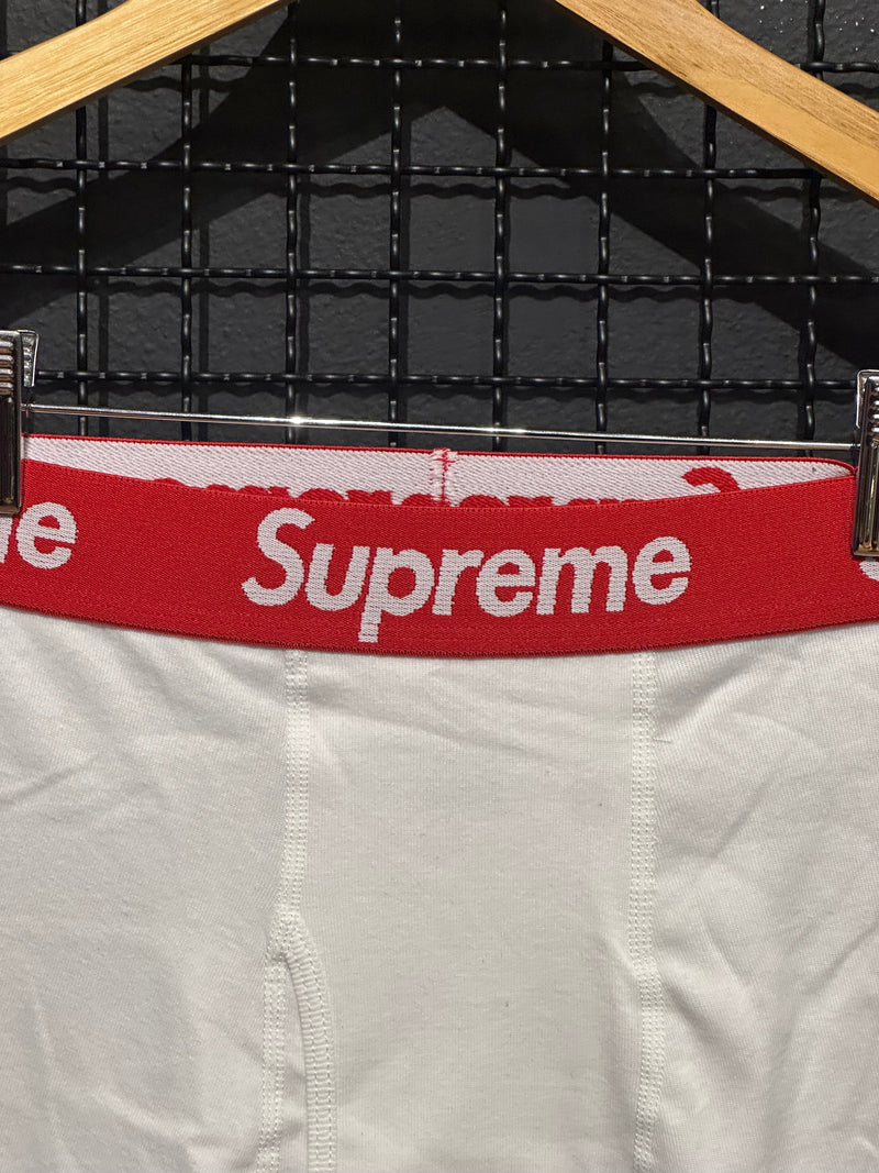 Supreme Hanes Cueca Boxer Briefs 3 Pack White - Pronta Entrega