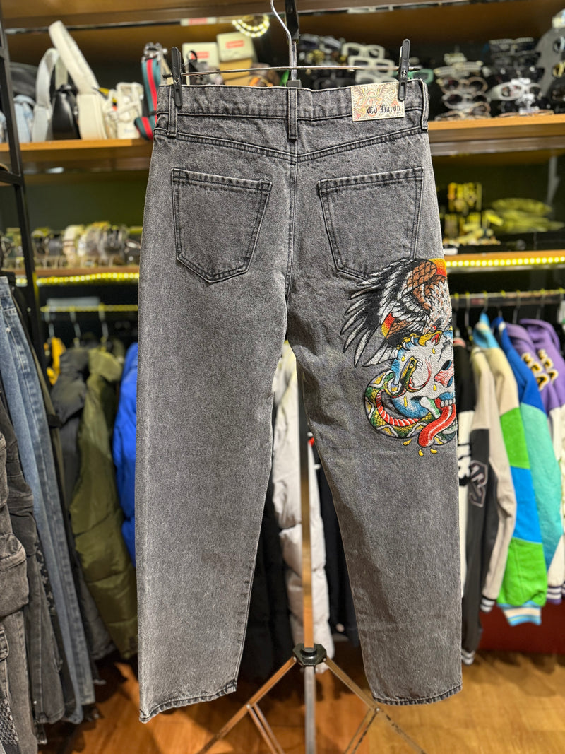 Calça Ed Hardy Jeans Destonado Bordado Caveira Águia  - Pronta Entrega