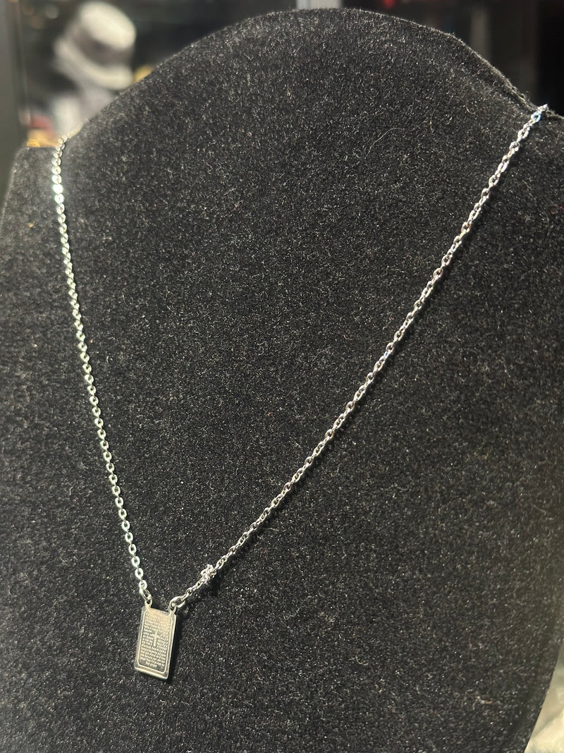 Corrente Veneziana Prata Escapulário “Pai Nosso” 35 CM - Pronta Entrega
