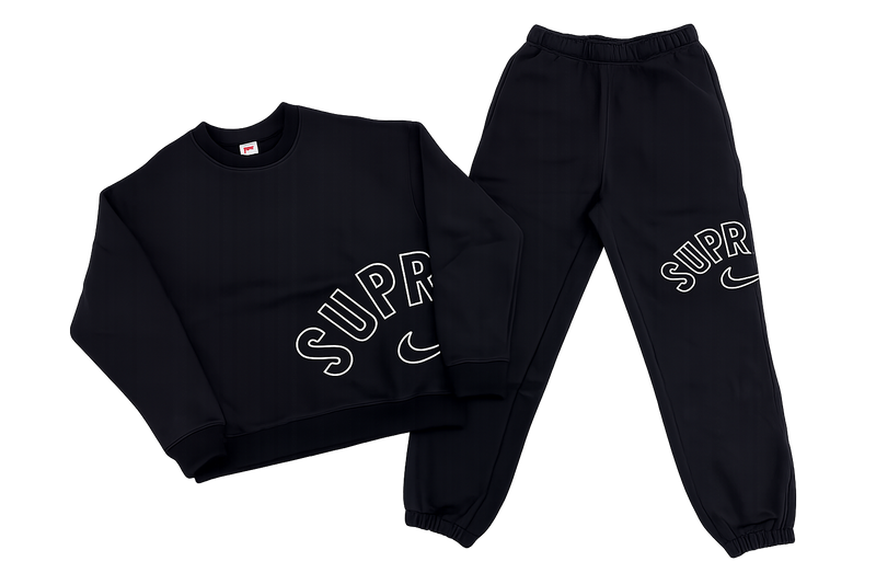 Conjunto Moletom Supreme x Nike Crewneck Arc Black SS22-W14 - Pronta Entrega