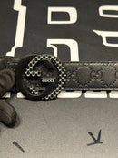 Cinto Gucci Black Fivela Interlocking GG 110 CM  - Pronta Entrega