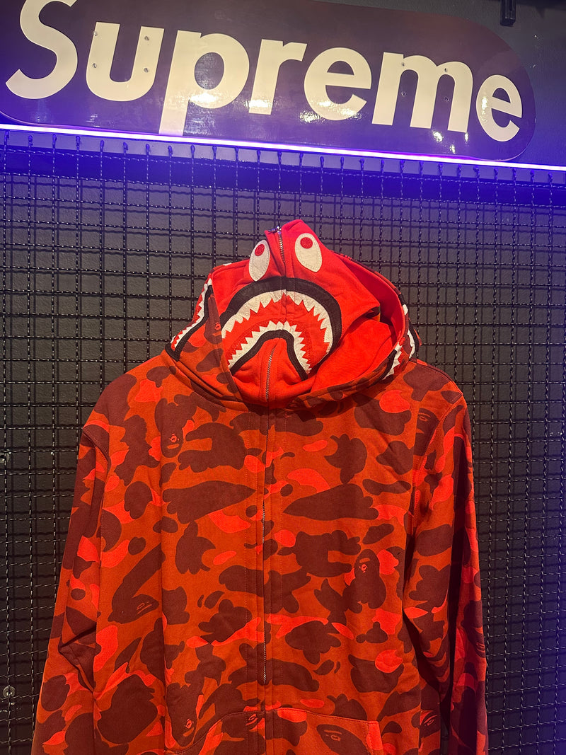 Jaqueta Bape Shark Camo Red Dual Hoodie Full Zip - Pronta Entrega