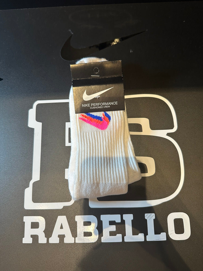 Meia Nike Sport Swoosh Color Cano Alto Branco - Pronta Entrega
