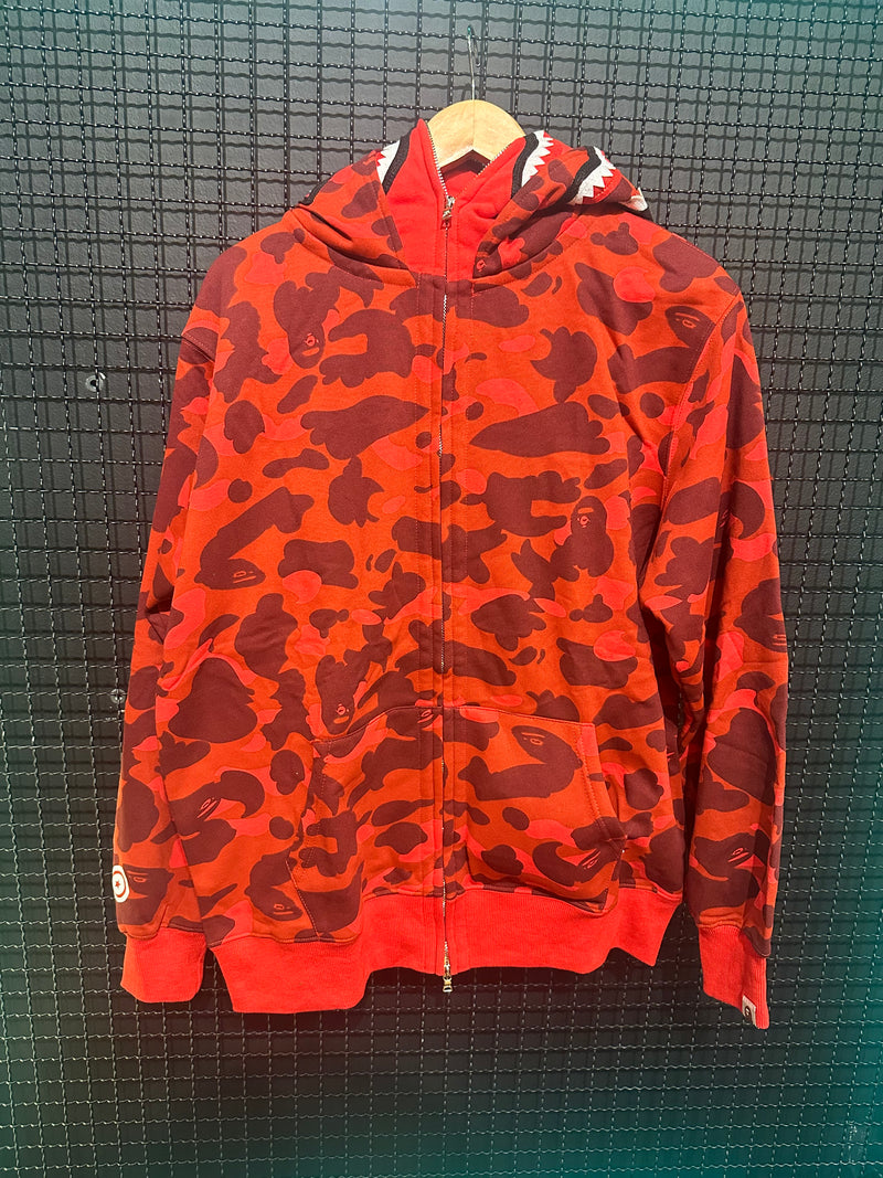 Jaqueta Bape Shark Camo Red Dual Hoodie Full Zip - Pronta Entrega