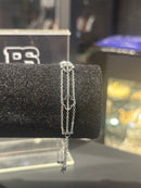 Pulseira Prata 3 Correntes Ajustável Trevo Black - Pronta Entrega