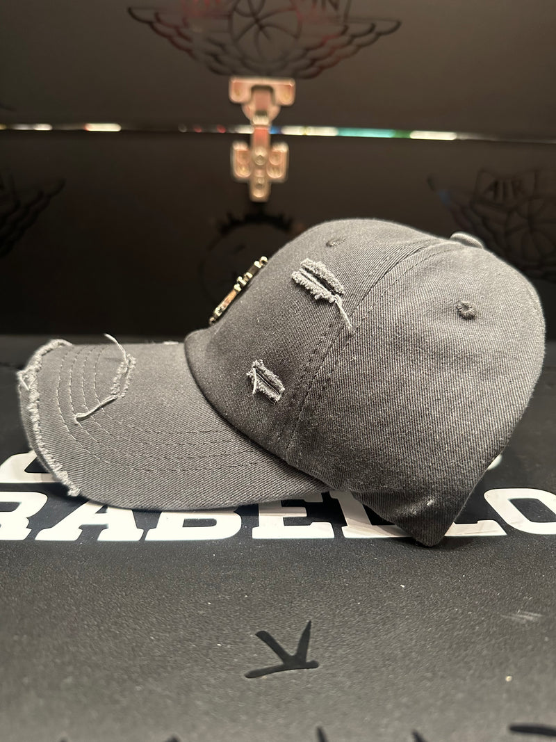 Boné Aba Curva Chrome Hearts Logo Cruz Preto - Pronta Entrega