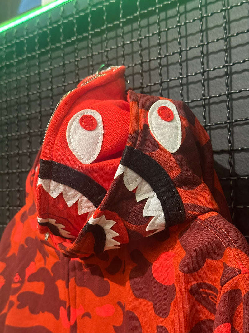 Jaqueta Bape Shark Camo Red Dual Hoodie Full Zip - Pronta Entrega