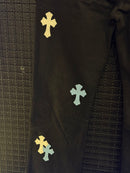 Calça Jeans Preta Chrome Hearts Cross White/Blue - Pronta Entrega