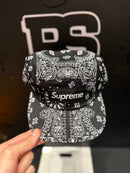 Boné Supreme 5 Panel Bandana Camp Cap Black - Pronta Entrega