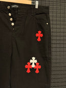 Calça Jeans Preta Chrome Hearts Cruz Red - Pronta Entrega