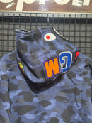 Jaqueta Bape Shark Camo Blue Full Zip - Pronta Entrega