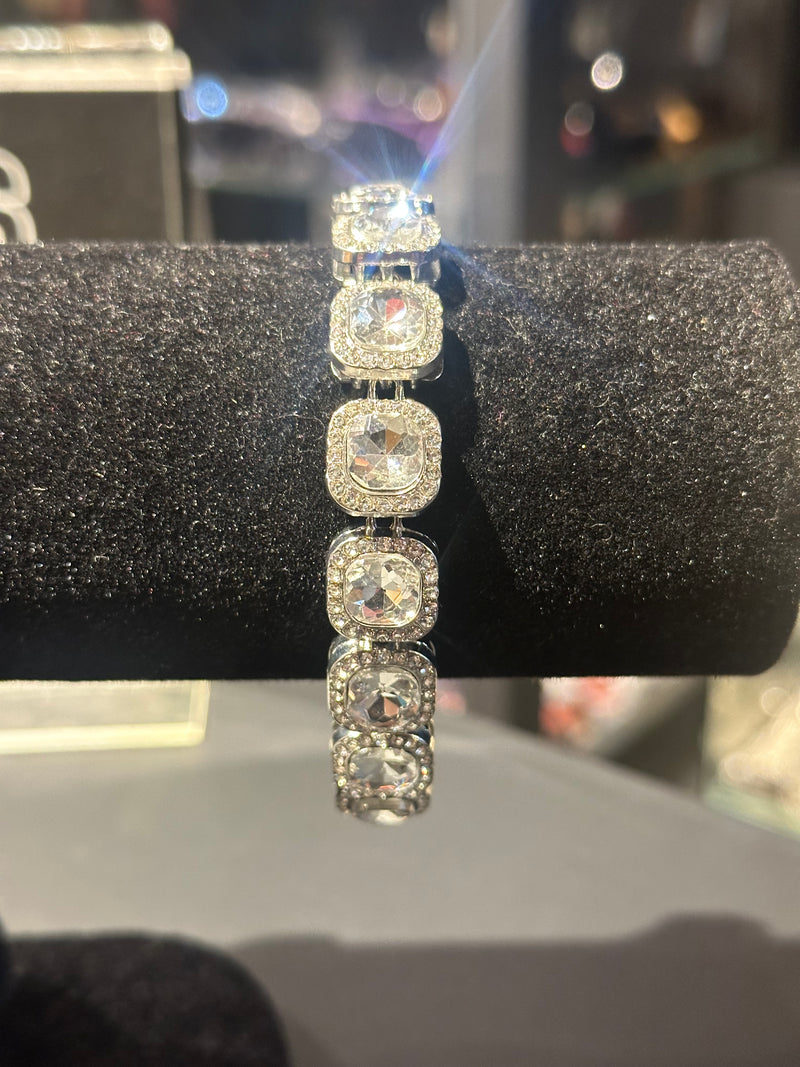 Pulseira Ice Cravejada Em Zicornia Cúbica Prata 20 CM - Pronta Entrega