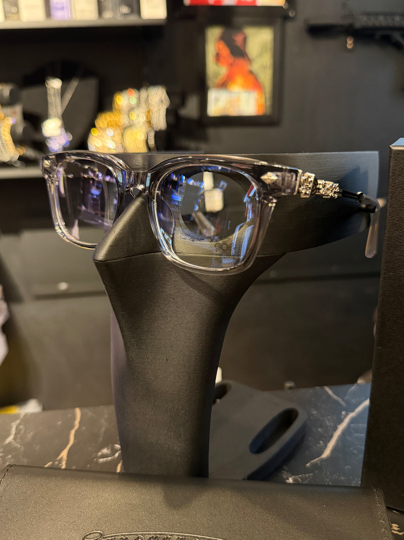 Óculos Chrome Hearts Armação Clear Preta Fume - Pronta Entrega