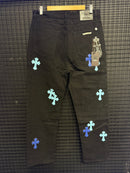Calça Jeans Preta Chrome Hearts x Comme Des Garçons Blue Cruz - Pronta Entrega