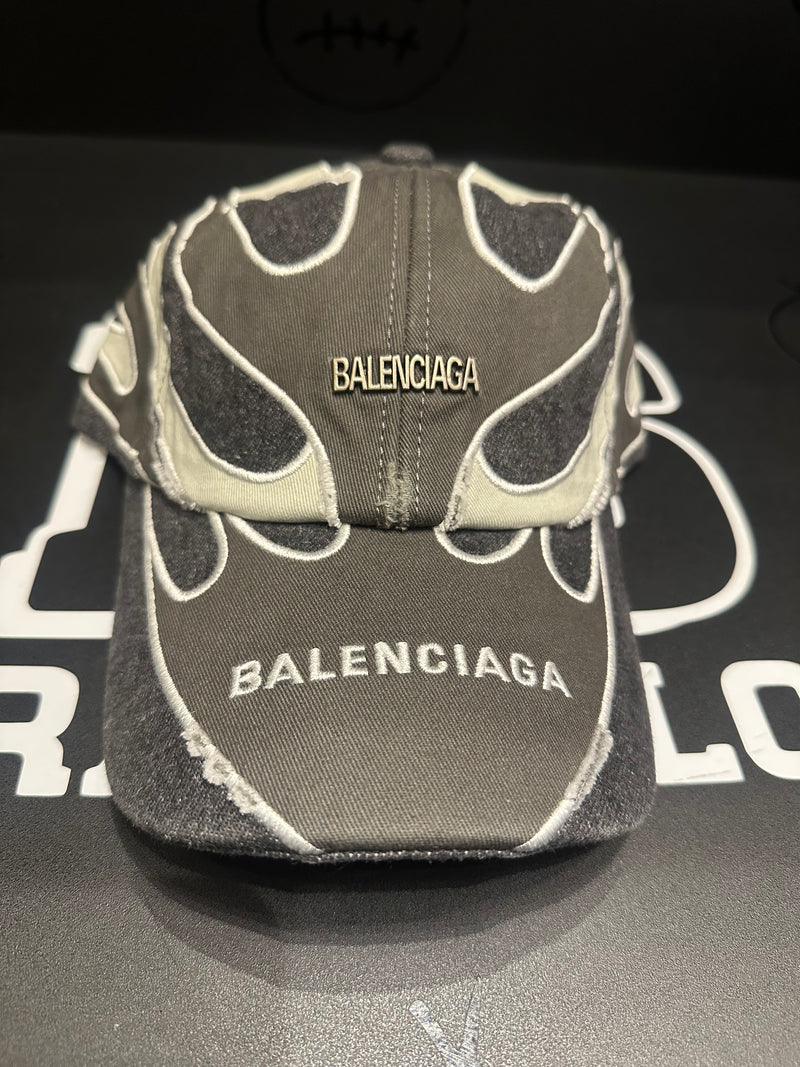 Boné Balenciaga Jeans Flame Gray Aba Curva - Pronta Entrega