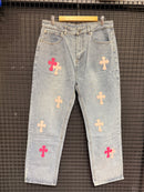 Calça Jeans Chrome Hearts Cruz Pink - Pronta Entrega