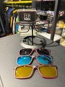 Óculos Rayban Armação Preto Vermelho Clip-On 3 em 1 Multi Cores - Pronta Entrega