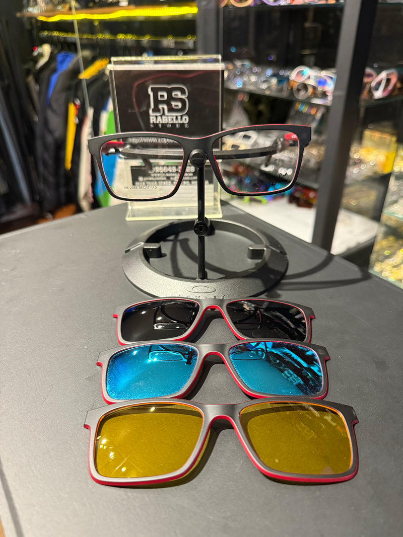 Óculos Rayban Armação Preto Vermelho Clip-On 3 em 1 Multi Cores - Pronta Entrega