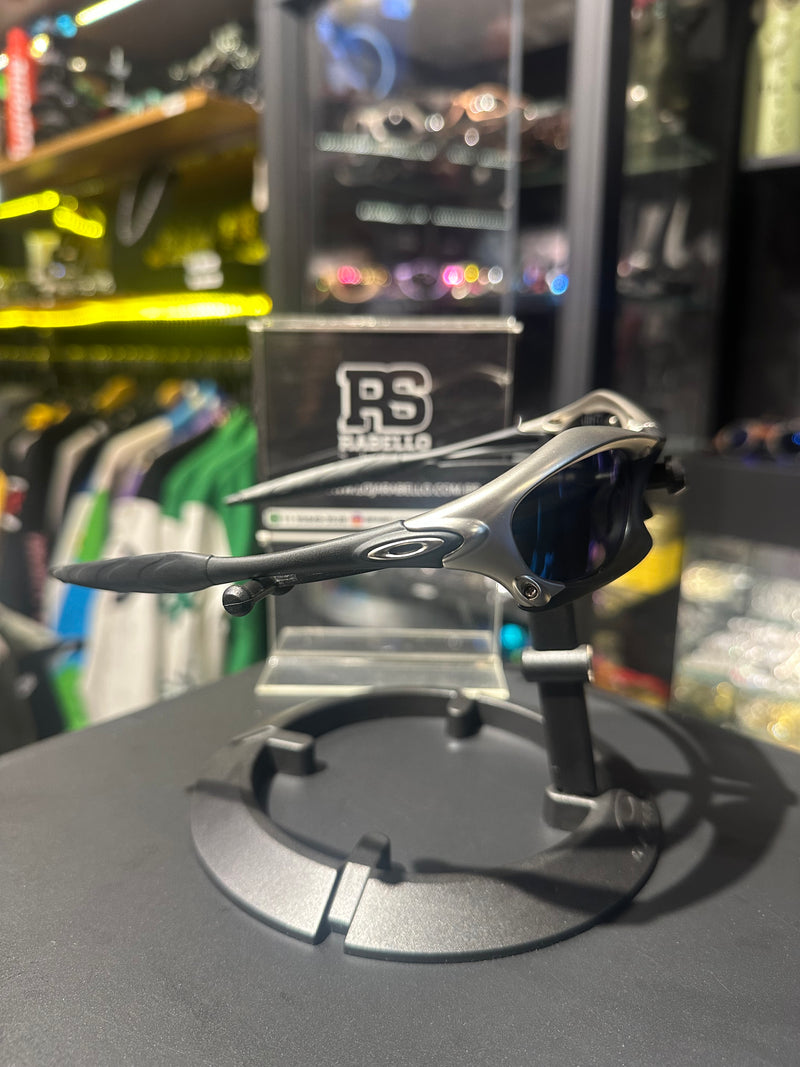 Óculos Oakley Splice Black Silver Lente Azul - Pronta Entrega