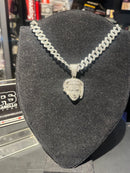 Corrente Cravejada Pingente XXXTENTACION Em Zicornia Cubica Prata 45 CM - Pronta Entrega