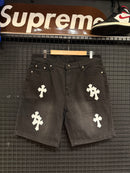 Short Chrome Hearts Black Jeans White Cruz - Pronta Entrega