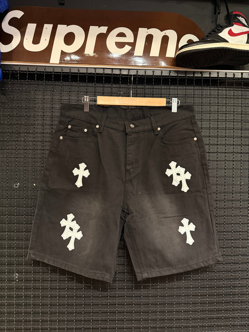 Short Chrome Hearts Black Jeans White Cruz - Pronta Entrega