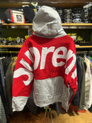 Moletom Supreme Big Logo Jacquard Cinza/Vermelho - Pronta Entrega