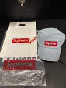 Boné Supreme Box Logo Jeans Fivela Couro - Pronta Entrega