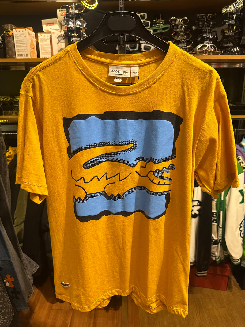 Camisa Lacoste Amarela Logo Croc Blue - Pronta Entrega