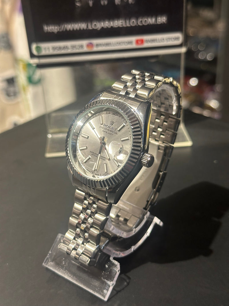 Relógio Rolex Datejust Silver Fundo Branco - Pronta Entrega