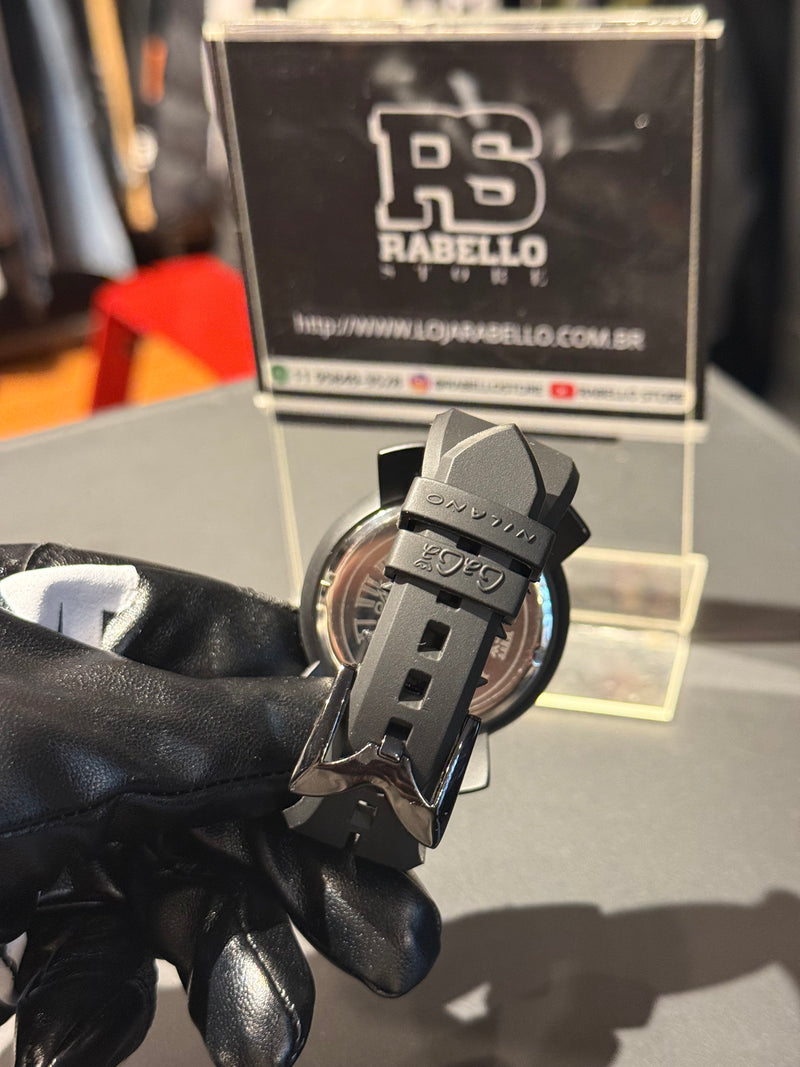 Relógio Gaga Milano Preto 44MM Emborrachado - Pronta Entrega