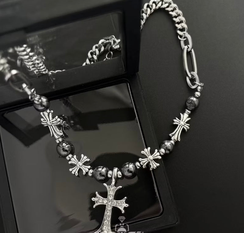 Colar Chrome Hearts Vintage Y2K Prata - Pronta Entrega