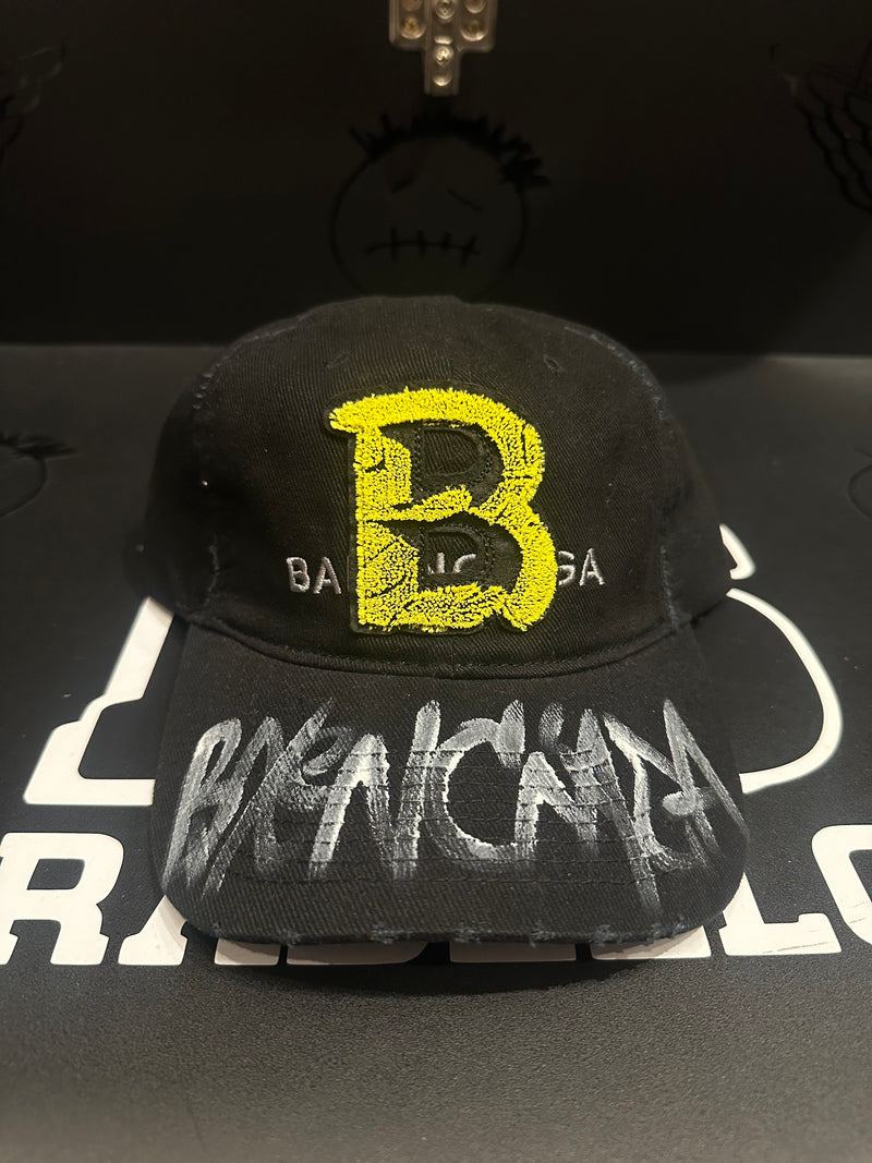 Boné Balenciaga Preto Print Aba Curva - Pronta Entrega