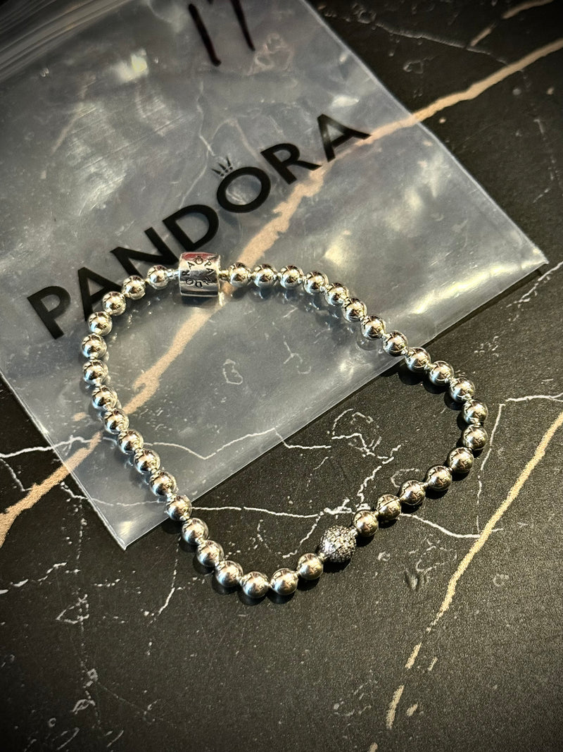 Bracelete Pandora Prata Circular com Fecho Logo 17 CM - Pronta Entrega