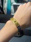 Pulseira Versace Black/Gold Couro 22 CM - Pronta Entrega