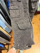 Calça Baggy Utility Cargo Jeans Destonado Preto - Pronta Entrega