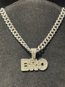 Corrente Cravejada Pingente BRO Em Zicornia Cubica Prata 50 CM - Pronta Entrega