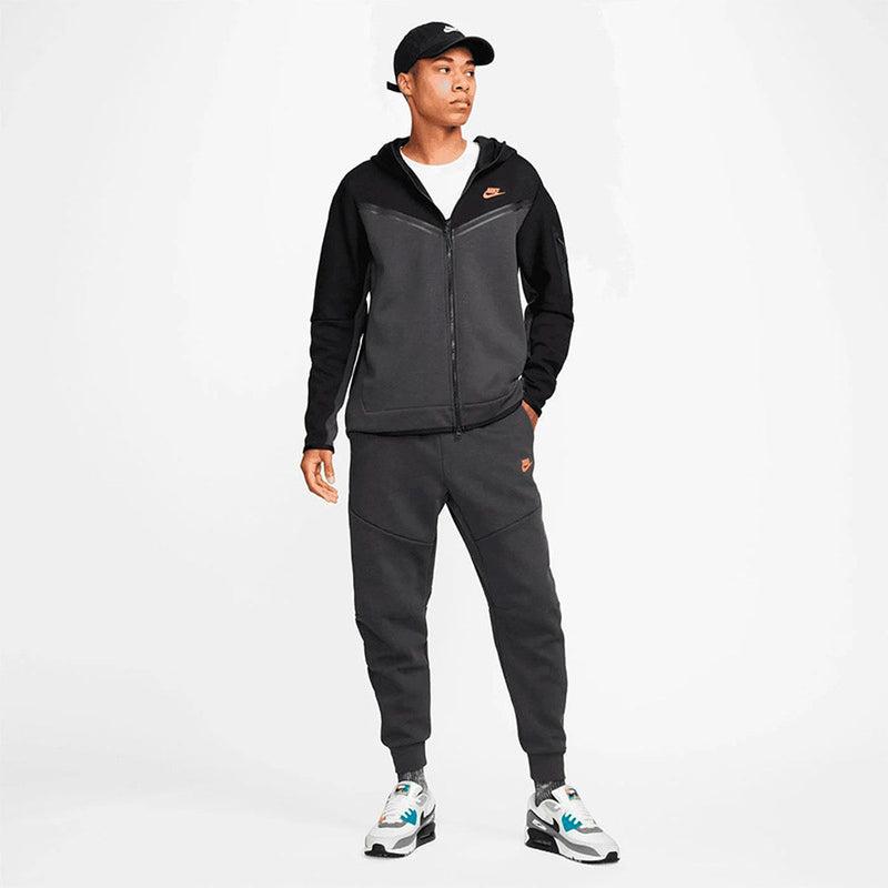 Conjunto Nike Tech Fleece Cinza escuro / Preto / Laranja - Encomenda